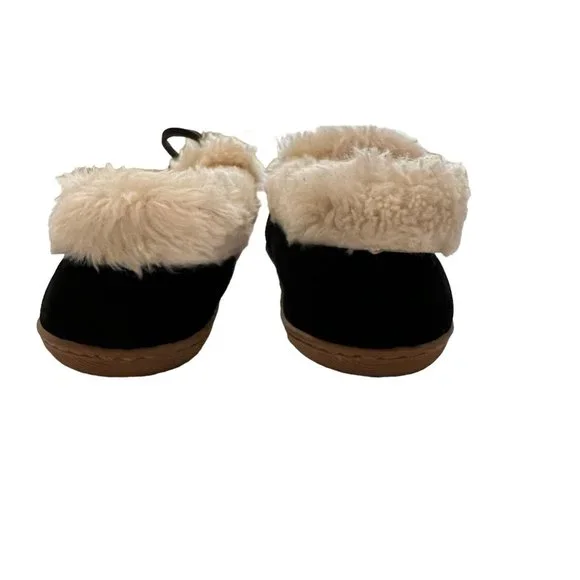 NWOT J Crew Style K4997 Black Faux Sherpa Indoor Outdoor Slippers Sz 7 - Picture 3 of 7